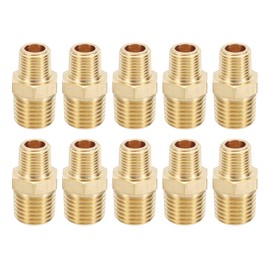 PATIKIL Brass Pipe Fittings Coupler, 5Pcs 1/8" x 1/4" NPT Male Thread Brass Hex Nipple Coupling Reducer Adapter Tubing Connector Adaptor for Water, Air, Oil, Gas Line System