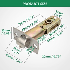 Mortice Latch 60/70mm Adjustable Passage Door Latch with Steel Panel Tubular Latch for Internal Doors Knob Lock Lever Door Handles