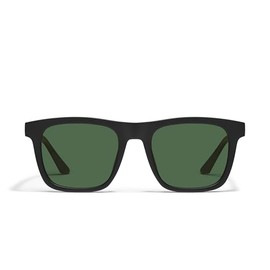 Quay - Men's Sunglasses, Polarized Square Lenses with UV Protection (Flip Side, Matte Black/Green)