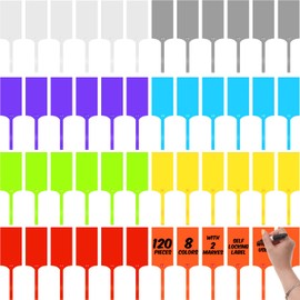 120 Pcs Plastic Tags for Labeling Waterproof Blank Seals Shipping Tags 8 Colors Plastic Truck Label 2.3" x 10" Self Locking Label Logistics Use Tie with 2 Marker Pen