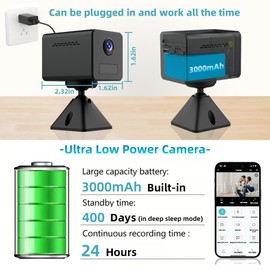 Low Power Home Security Camera, 2K WiFi Indoor Camera, 400 Days Standby Life, Cloud and 64GB Storage, Clear Night Vision, AI Motion Detection, Real Time Recording Security Wireless Surveillance Camera