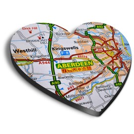1 x Heart MDF Magnets - Aberdeen Scotland Travel UK GB Map 44012