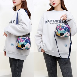 Cross Body Phone Bag Women, Women Girls Zipper Cross Body Phone Bags,Nylon Wallet Shoulder Bag,4 Layers Zipper Cellphone Purse with Adjustable Strap. (Color Pattern)