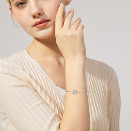 J.MUEN Bracelet for Women 925 Sterling Silver Bracelet Mother's Day Birthday Jewellery Gifts for Women Girls, Sterling Silver