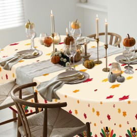 YQUQWN Turkey Thanksgiving Decorations, Disposable Tablecloth, Plastic Table Cover for Autumn Party Decorations and Thanksgiving Party Decorations, 3 Pack, 54”x108”