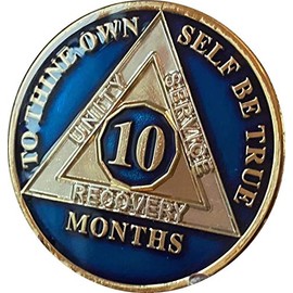 Ranger Industries 10 Month AA Medallion Metallic Midnight Blue Tri-Plate Sobriety Chip