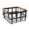 Simplify Square Metal Storage Basket with Bamboo Handles | Medium