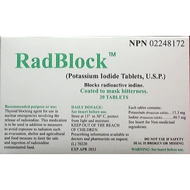 RadBlock 20 Coated Scored Potassium Iodide Tablets - Expire 2034