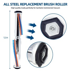 53270A Metal Brush Roller Replacement: for Eureka Sanitaire Vibragroom II Series Commercial Upright Vacuum Cleaner Replace Part - 1-PACK of 12" Brushroll