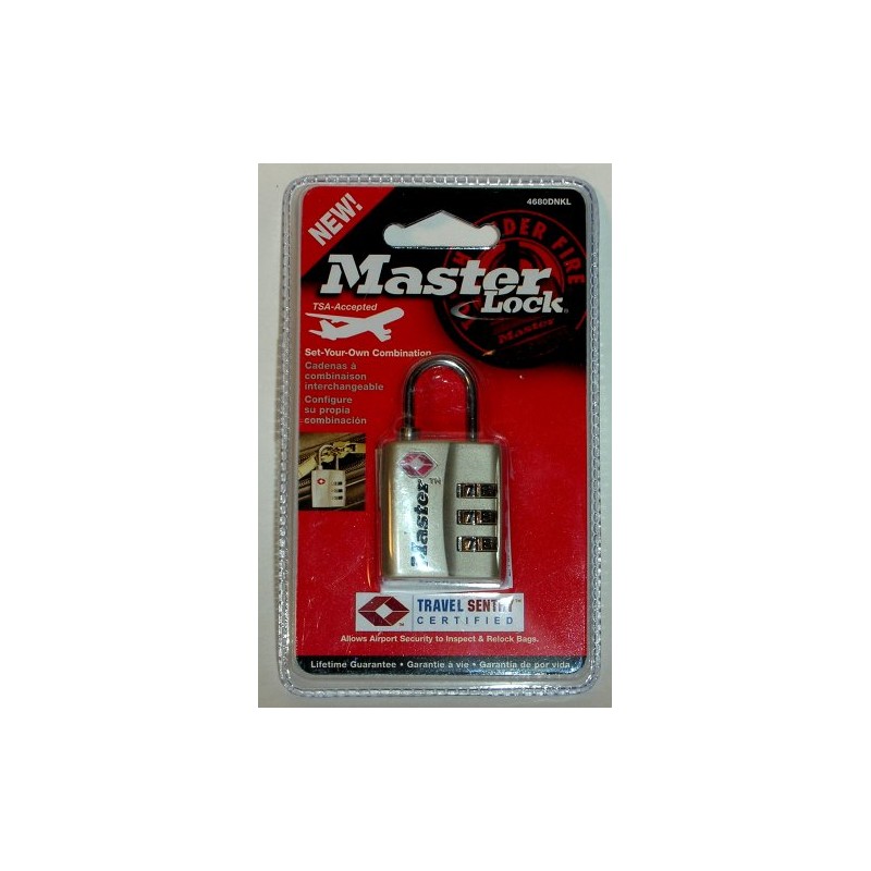 Master Lock 4680DNKL TSA-Accepted Set-Your-Own Combination Lock, Nickel