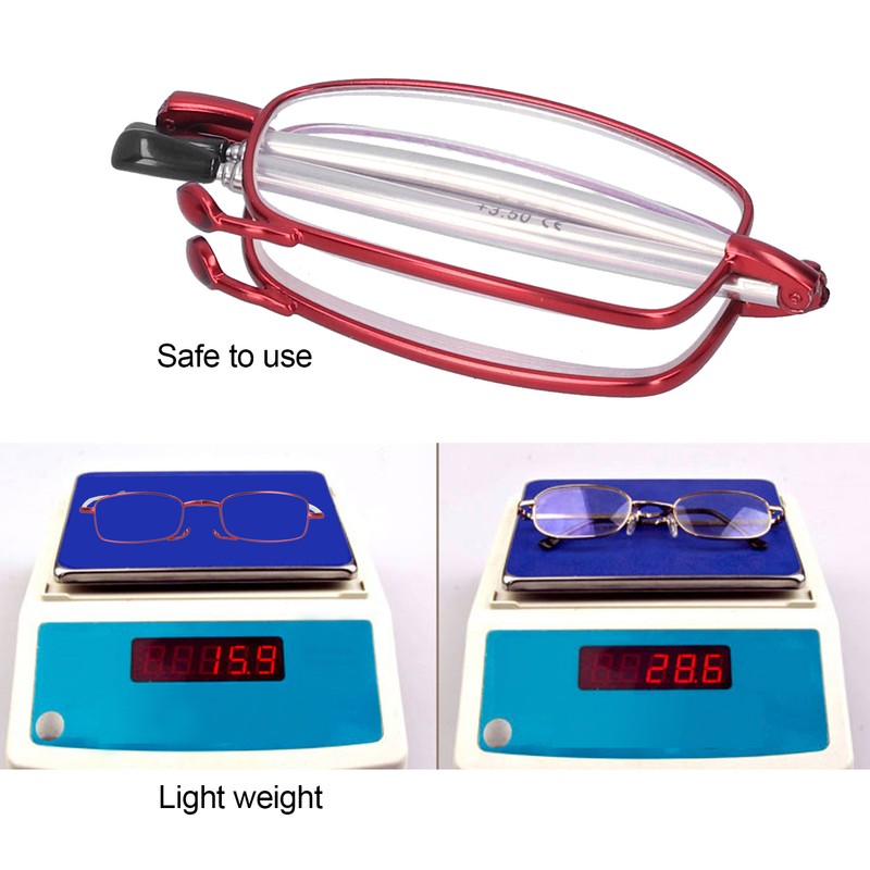 Elderly Foldable Reading Glasses Stainless Steel Blue Light Blocking Presbyopic