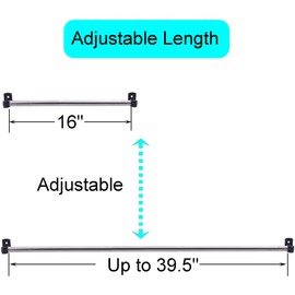 YYST Type A 16" to 39.5" Swivel End Window Curtain Sash Rod for Top & Bottom Doors & Sidelights Petite Café Sidelight Rods W Screws (Black-2)