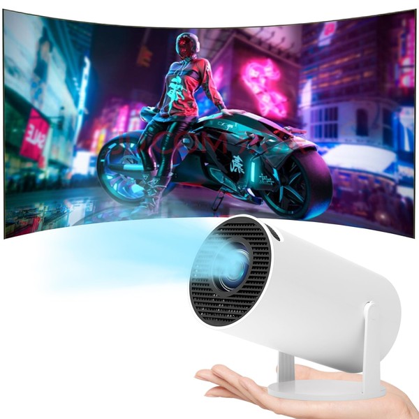 Mini Beamer 4K Unterstützt Android 11,Beamer Handy Outdoor 180°Drehbarer,Mini Projector