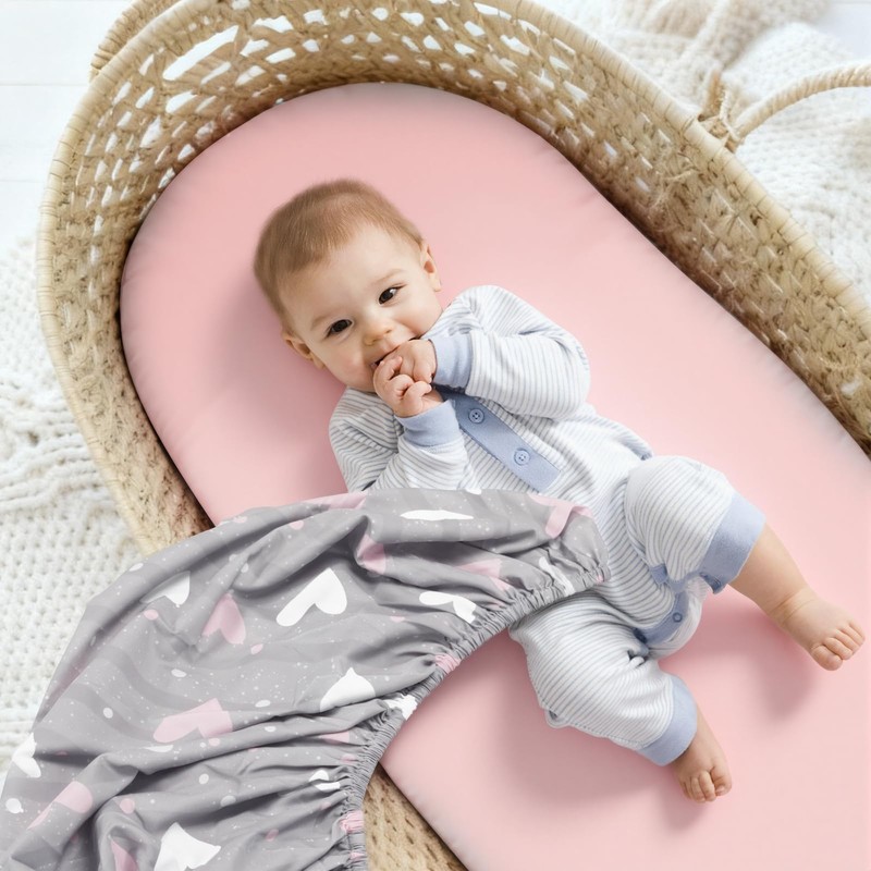 3 Pack Stretchy Bassinet Sheets - Universal Fit for Rectangle,