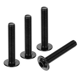 sourcing map 25Pcs M6-1x35mm Flanged Button Head Socket Cap Screws, 304 Stainless Steel Socket Drive Fasteners Bolts, Fully Thread Machine Screws, Black