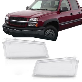 G-PLUS Front Headlight Lens Cover Compatible with 2003-2006 Chevy Silverado, Left & Right Side (Clear Lens)