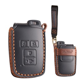 KUNIO Toyota 4 Button Slide Double Sided Key Case Key Cover Key Holder Genuine Leather Hand Sewn Compatible with Toyota Noah 80 Voxy 80 Esquire Alphard Vellfire 30 Sienta Camry Car Accessories Protective Leather Black