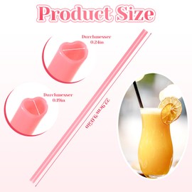 50 Pcs Pink Heart Shaped Straws Plastic Disposable Drinking Cute Straw for Valentines day Wedding Birthday Party Decorations Cocktail Bridal Shower Decor Princess Party Pastel Theme