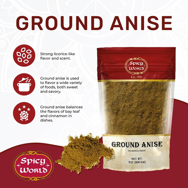 Spicy World Ground Anise Powder 7 Ounce - Anise Seeds