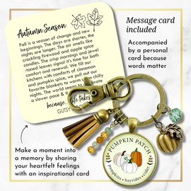 Pumpkin Patch Keychain Hayrides Cider Favorite Fall Season Autumn Theme Jewelry For Women Bronze Charm