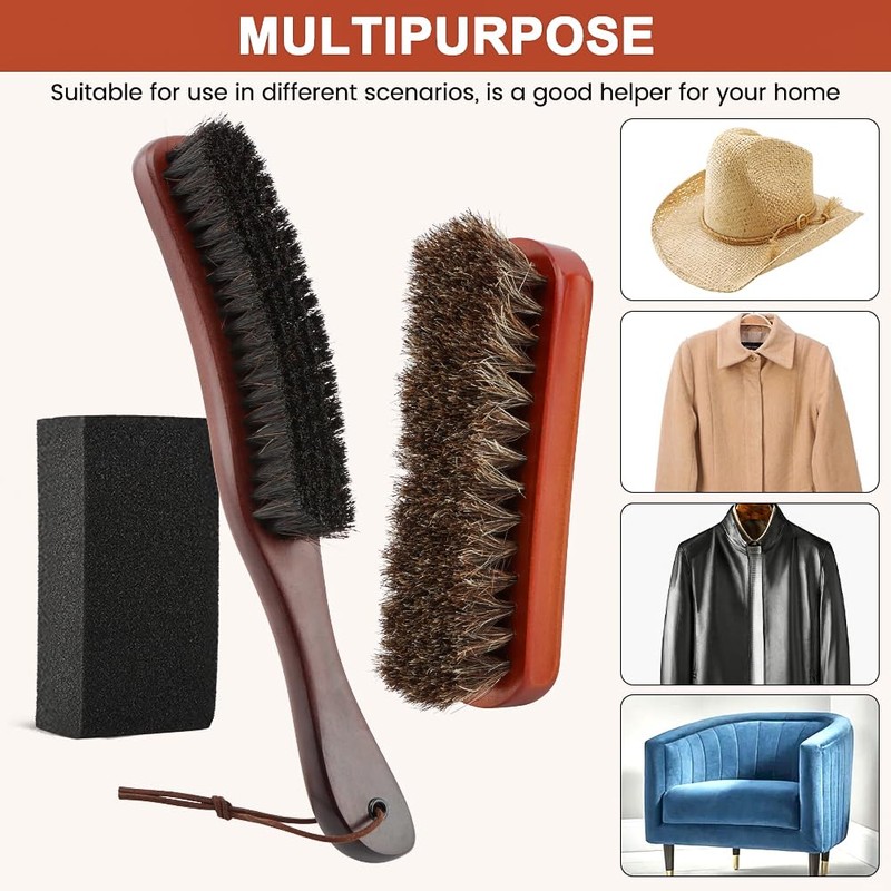 Felt Hat Cleaner Brush Set 4 Pack, Soft Horse‑Hair Hat