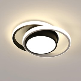 Comely 32 W, 3600 lm LED ceiling light; modern, round lamp for bedrooms, bathrooms, kitchens, balconies; diameter: 28 cm; natural light, 4500 K; black.
