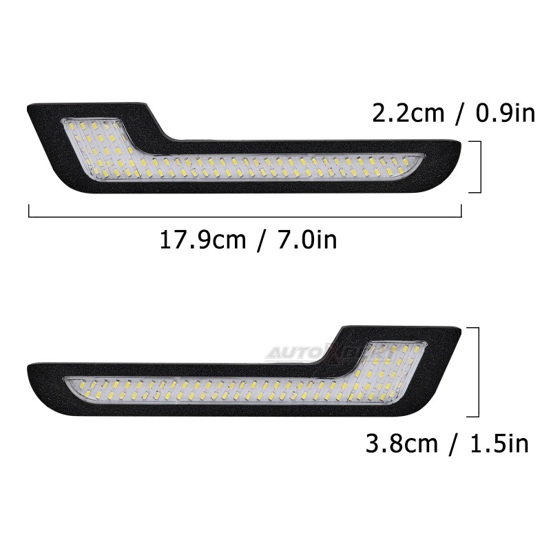 AUTOXBERT 2x Daytime Running Light LED White Light L-Shape Strip