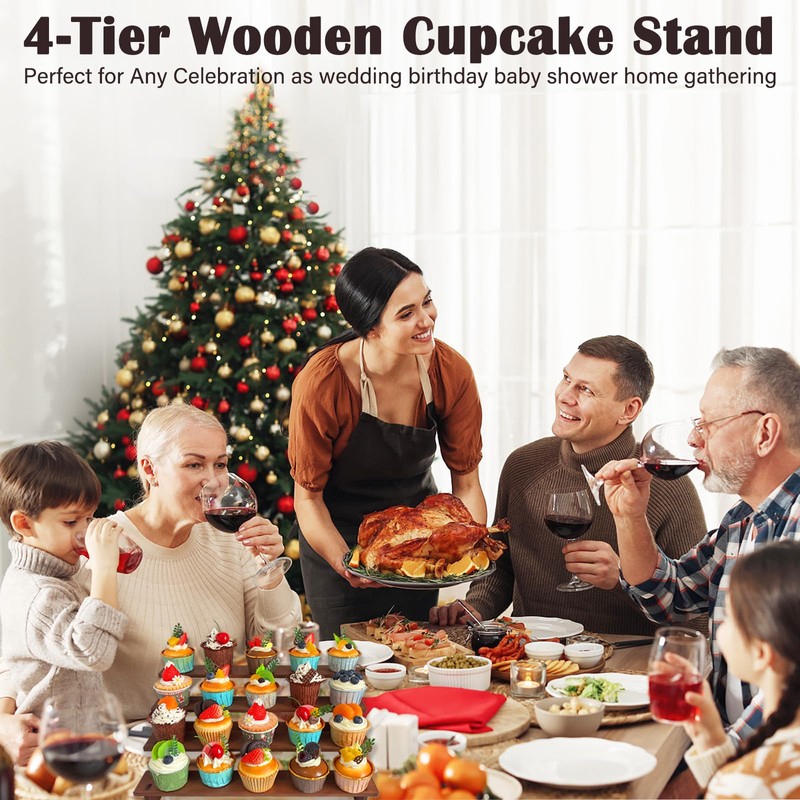 Umgozrz Wooden Cupcake Stand 4 Tier Cupcake Stand Cupcake Holder