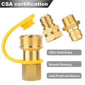 Larrik Quick Connect Disconnect Fittings 3/4", Male and Female Natural Gas Quick Connect Plug Fittings for Portable Generator,Gas Grills,Fire Pits,Heater, CSA 100% Brass