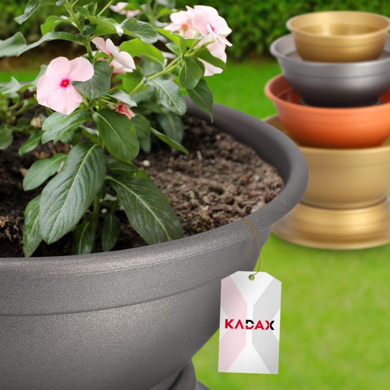 KADAX Flower Bowl with Base, Weatherproof Plastic Plant Bowl, Ball