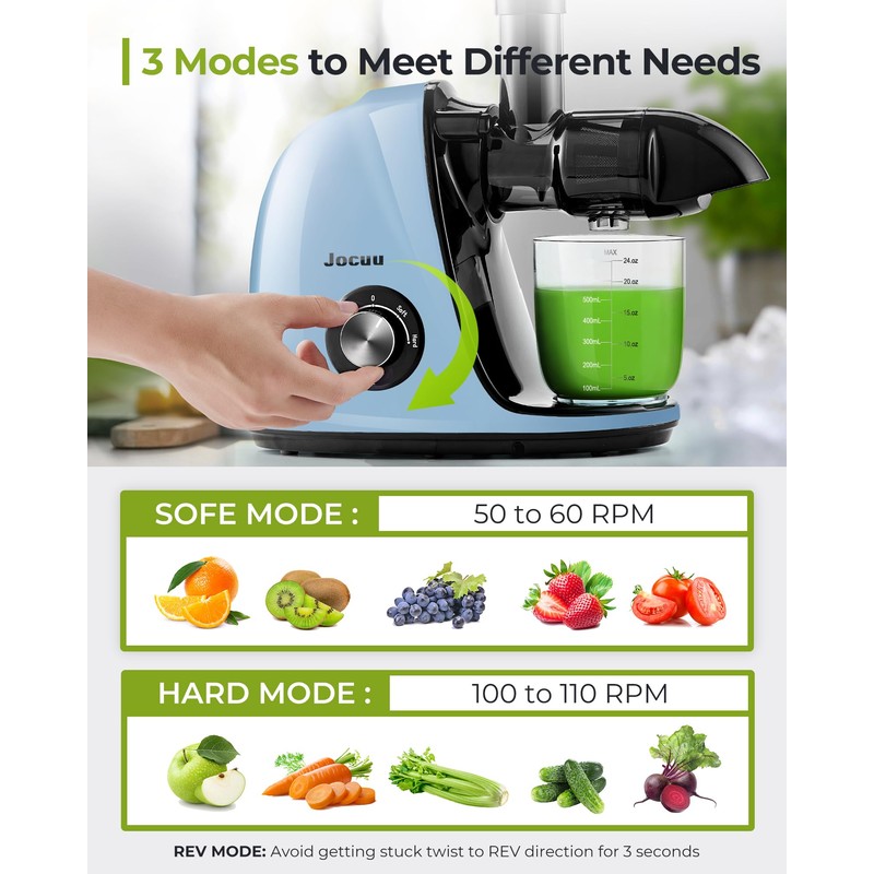 Jocuu Slow Masticating Juicer with 2-Speed Modes - Cold Press