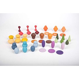 TickiT 74051 Wooden Treasures Sample Set, Green Purple Yellow Red Orange Blue Brown, Suitable from 3 Years Old