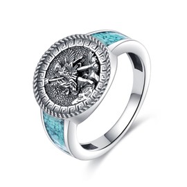 URONE Saint Michael Ring 925 Sterling Silver Archangel Michael Signet Ring Religious Jewelry Gift for Women Men #9