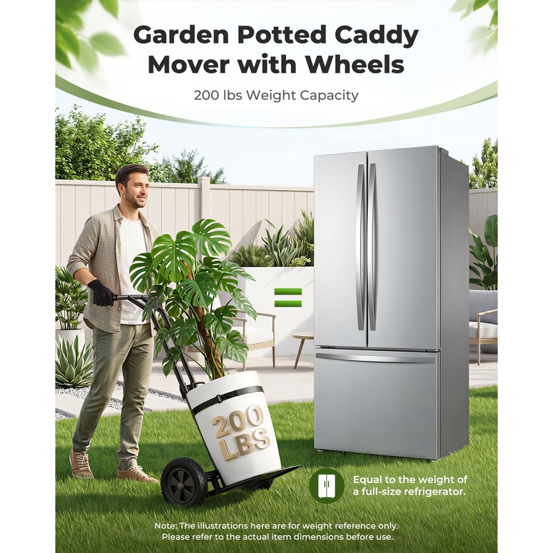 Brightown-Plant-Caddy-with-Wheels Heavy Duty, Ergonomic Plant Dolly for Elderly Gardeners with