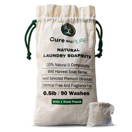 Cure Wid Pure Organic Soap Nuts Deseeded 1lb/450g With 2 Wash Bag Approx 180 Loads,Eco-friendly Soap Nuts Laundry Detergent,Chemical & Fragrance-free Organic Soap Berries Non-toxic Laundry Detergent - Color: 8 Ounce (Pack of 1)