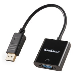 KamKorda Displayport to VGA Adapter | 1 Pack | VGA to Displayport Male to Female | for Computer Desktop Laptop PC Monitor and More (Black, 1 Pack)
