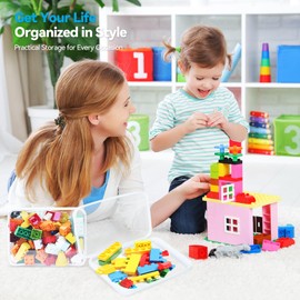 Mihkiom 3Pcs Clear Hard Shell Zipper Case, BIiss Plastic Bins for Organizing, Clear Zipper Pouches Makeup Case & Lidded Storage Bins Organizer for Home Storage Cosmetics, Puzzles