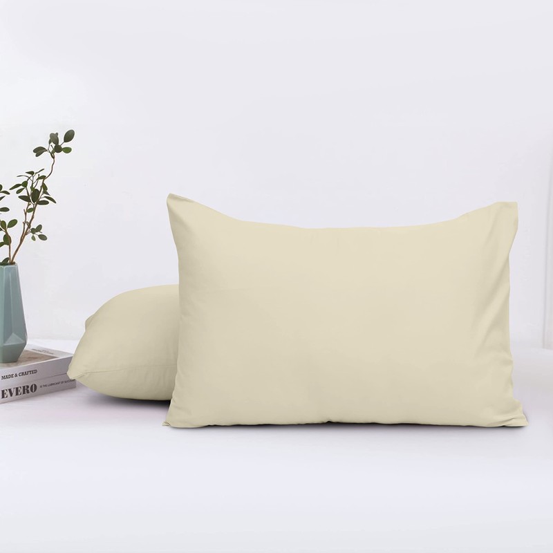 Oxford Homeware Cream Pillow Cases 2 Pack Brushed Microfiber –