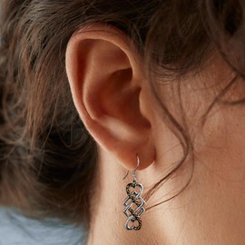 CHIC & ARTSY Celtic Earrings 925 Sterling Silver Good Luck Celtic Knot Drop Dangle Earrings Irish Fine Jewelry For Women