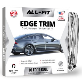 All-Fit Automotive Car Door Edge Protector – Universal DIY Edge Trim to Prevent Scratches & Dings – Flexible Adhesive Molding Trim for Cars, Trucks & SUVs (10 Ft - Chrome)