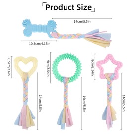 4 PCS Puppy Chew Toys for Teething Small Breed, Puppy Teething Ring, Soft Rubber Durable Dog Teething Toys, Rope Dog Toys, Funny Interactive Toy, Puppy Toys for Small Puppies, Dog Toys Set (Style 1)