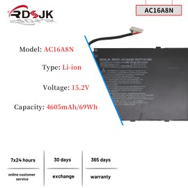 AC16A8N Laptop Battery for Acer Aspire V15 Nitro BE VN7-593G V17 Nitro BE VN7-791G-792A VN7-791G VN7-792G VN7-792G-74Q4 VN7-793G-706L VN7-793G VN7-593G-508Q VN7-793G-738J Serie KT.0040G.009 15.2V 69Wh