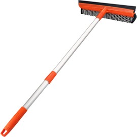 Window Squeegee with Retractable Pole 18" - 28" for Window Cleaning, Squeegee Window Cleaner Tool 2 in 1 Car Window Cleaning Tool Telescopic Window Washing Equipment, Shower Squeegee for Glass Door