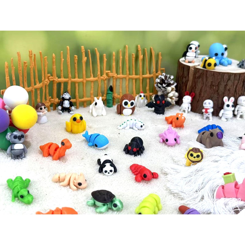 60Pcs Random 3D Printed Animals,Mystery Pack Articulated Figurines Fidget Toy,Gifts
