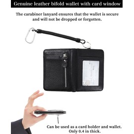 Shoebill Slim Leather Bifold Wallet for Men & Women | Compact with ID Window & Secure Chain Loop (Black)