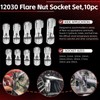12030 Flare Nut Socket Set, 10pc, 10-19 mm 3/8" Drive
