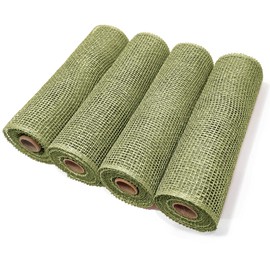 Poly Burlap Mesh Moss Green, 10 inch Burlap Deco Mesh Rolls for Wreath,Green Mesh for Christmas Holiday Swags, Craft, Party Decoration