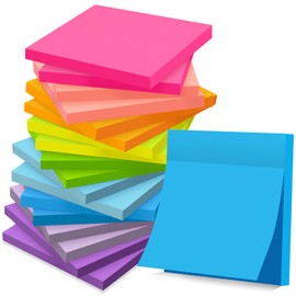 18 Pads Sticky Notes 76 mm x 76 mm Sticky Notes for Writing on Easy to Write On Re-Stickable Super Sticky Notes for School, Home, Office