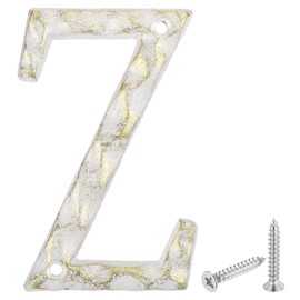 sourcing map House Address Letter, 5.5 Inch Cast Iron Vintage Wall Letter Z Outside Letters for Home Street Office Mailbox Sign, White & Gold