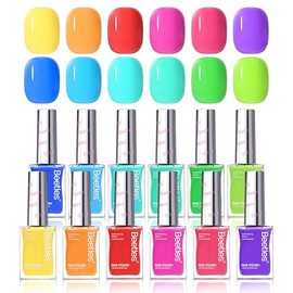 Beetles Esmalte de Uñas Neón Verano, Kit de 12 Colores | Tonos Rojo, Rosa, Naranja y Amarillo de Secado Rápido para Manicura Brillante